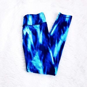 90 Degree by Reflex Blue Pattern Workout Leggings